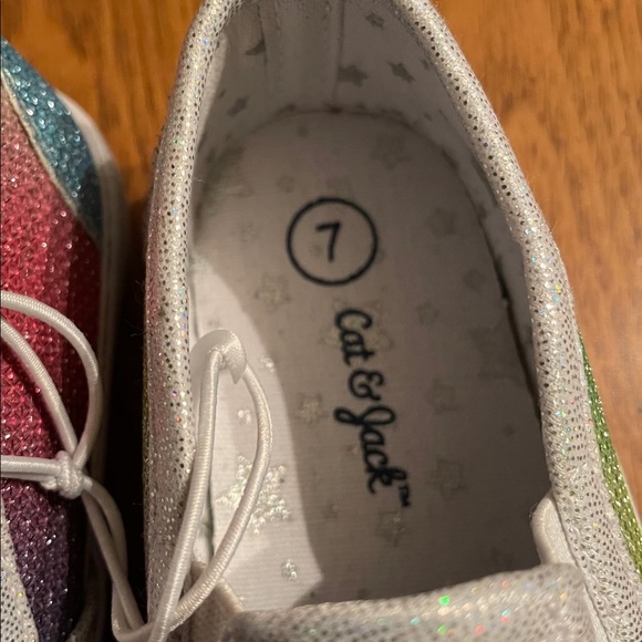 NWT rainbow sparkly baby toddler girl 7 slip on shoes - Picture 4 of 6